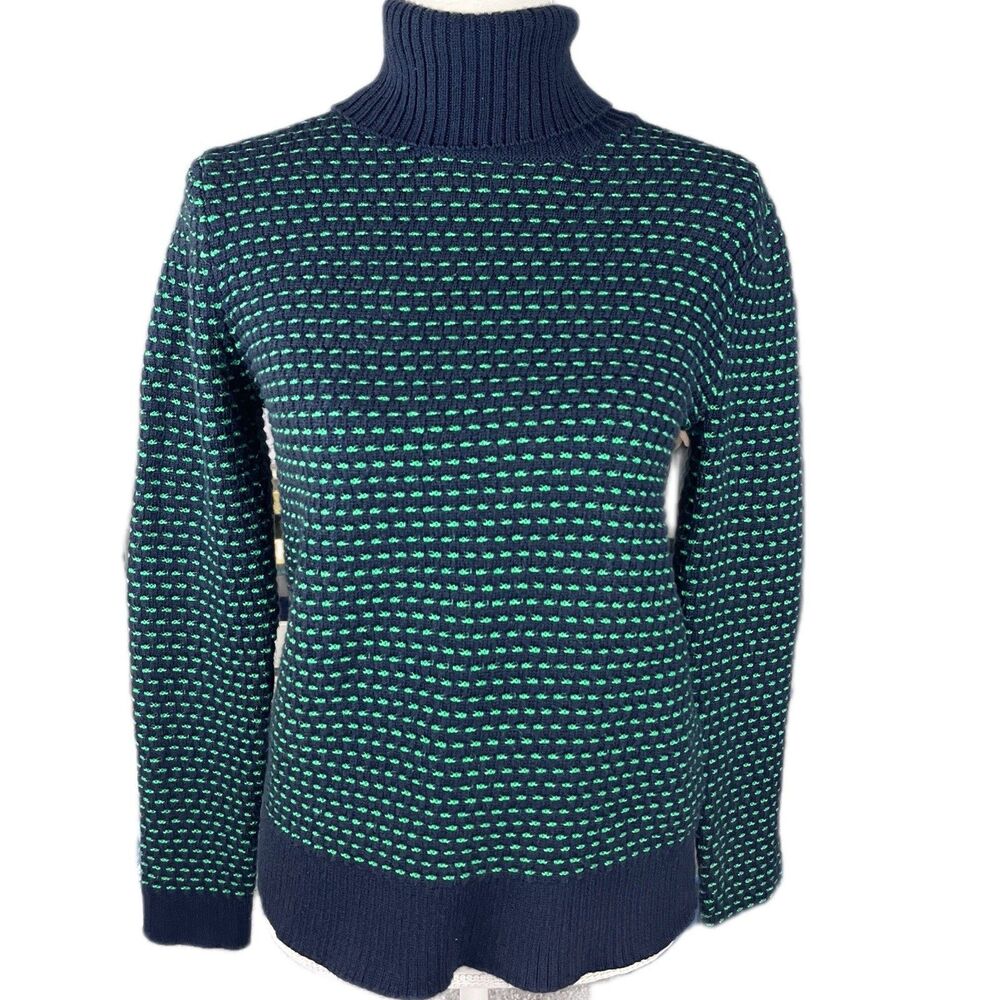 J.CREW Women’s Stitch Striped Turtleneck Cozy Pullover Sweater Sz S Holiday